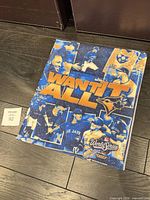 Front view of rally towel showing complete design