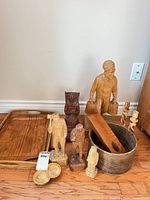 Group shot of all wooden items in lot