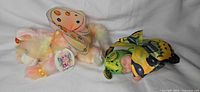 Aurora winged cat plush and Anne Geddes butterfly baby doll side by side