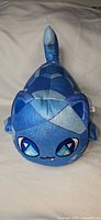 Front view of blue geometric Aphmau MeeMeows plush