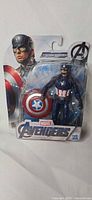 Front view of packaged Captain America figure