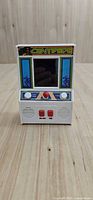 Front view of mini Centipede arcade cabinet showing screen and controls