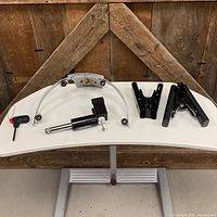 Group shot of all five drum accessory pieces on table