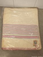 Blanket folded in original open plastic packaging