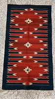 Full view of kilim rug showing size, pattern and fringes