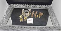 Full lot: mirrored tray and all jewelry items