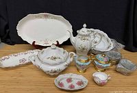 Group shot of all porcelain pieces on surface