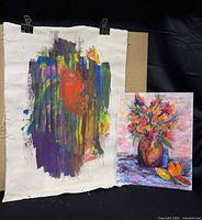 Both paintings side by side to show complete lot