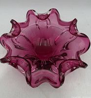 Top view displaying ruffled rim and color gradient