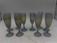 Group view of all ten Rueven frosted flutes