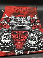Full view showing Lafroi logo, wolf head and mask graphic
