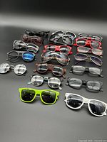 All 17 pairs laid out showing variety of styles and colours