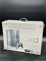 Front of retail box showing silver PS3 and controller image