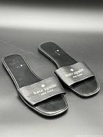 Top view of both sandals showing logo and strap condition