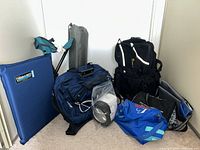 Group shot of all items leaning against wall