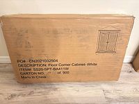 Full view of sealed brown carton showing printed product details