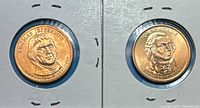 Obverse views of both coins in flips showing portraits and inscriptions