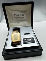Watch in Bulova box showing dial and bracelet