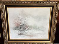 Front view of framed oil painting, showing entire artwork and frame