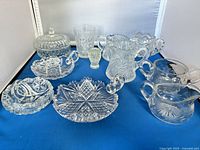 Entire lot showing all ten pressed and cut glass pieces