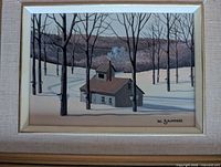 Front view of framed painting showing subject and signature