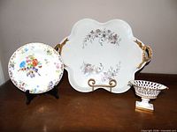 Tray, bowl, and compote grouped on surface