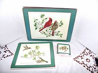 Large placemat, small placemat, boxed coaster displayed