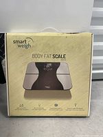 Front of sealed retail box showing Smart Weigh BS500 body fat scale