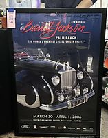 Full framed poster showing Barrett-Jackson logo, car image, signatures