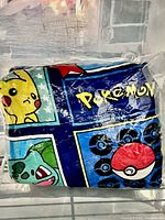 Sealed blanket showing Pikachu and Bulbasaur panels