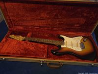 Guitar in open hard case