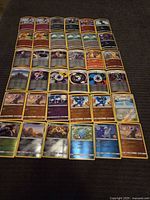 35 Korean Pokémon TCG cards laid out, 5 rows, 7 columns