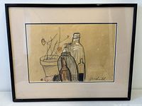 Full view of framed painting showing artwork, mat, and frame