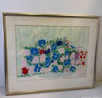 Frontal view of framed pastel painting