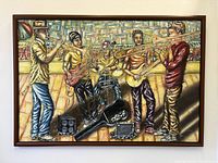 Full view of framed painting showing complete scene and frame