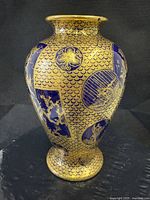 Front view of cobalt blue and gold Mason’s Ironstone vase