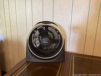 Front view of Honeywell tabletop fan showing overall design and logo