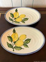 Two oval plates showing full tops with lemon design