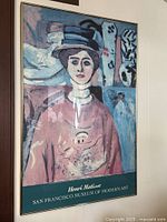 Full view of framed Matisse poster showing artwork and text