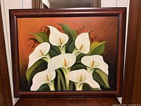 Full view of framed calla lily painting