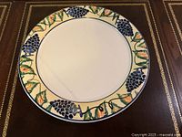 Full view of plate on table showing complete pattern