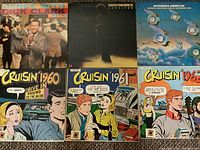 All six LP records arranged for identification