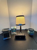 Full lot showing lamp, speaker, warmer, planter, boxed ornament