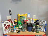Group shot of all lawn and garden items on workbench