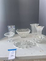 Group shot of all six Mikasa crystal pieces on table