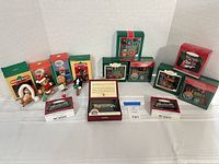 Group shot of all boxes and loose ornaments showing quantity and brands
