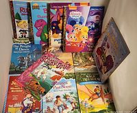 Overview of assorted chapter and picture books spread out showing titles and covers