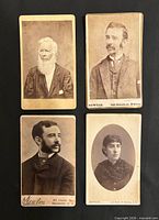 Fronts of the four cabinet cards showing portraits