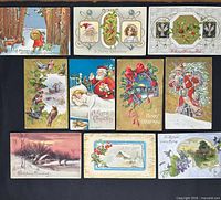 Fronts of all ten postcards laid out