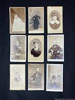 Nine CDVs displayed front, 3x3 grid showing all subjects